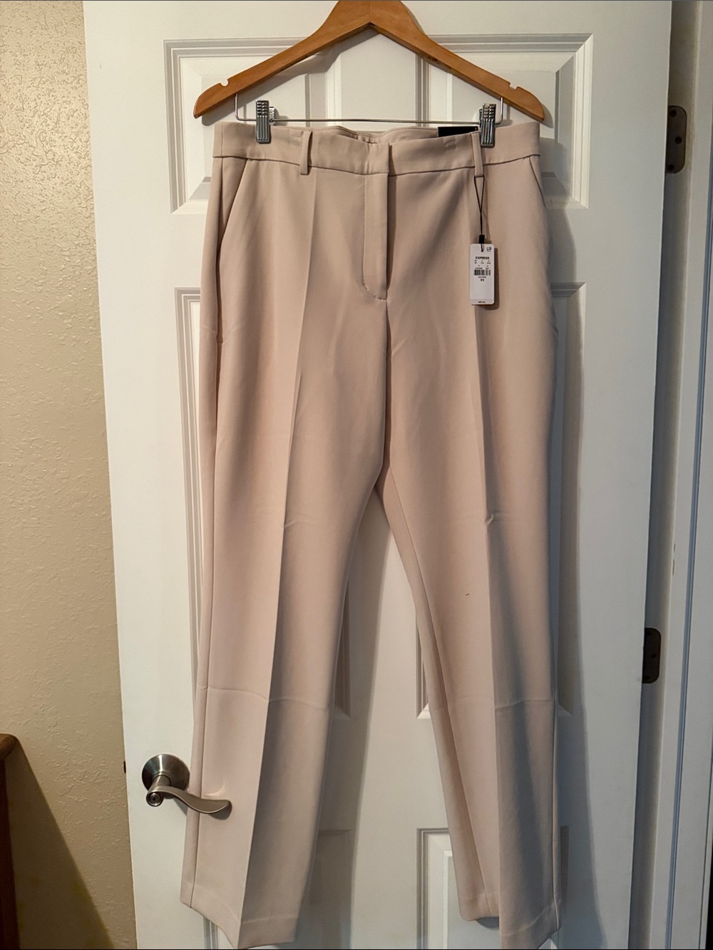 Express Light Beige Editor Mid-rise Bootcut Tailored Trousers